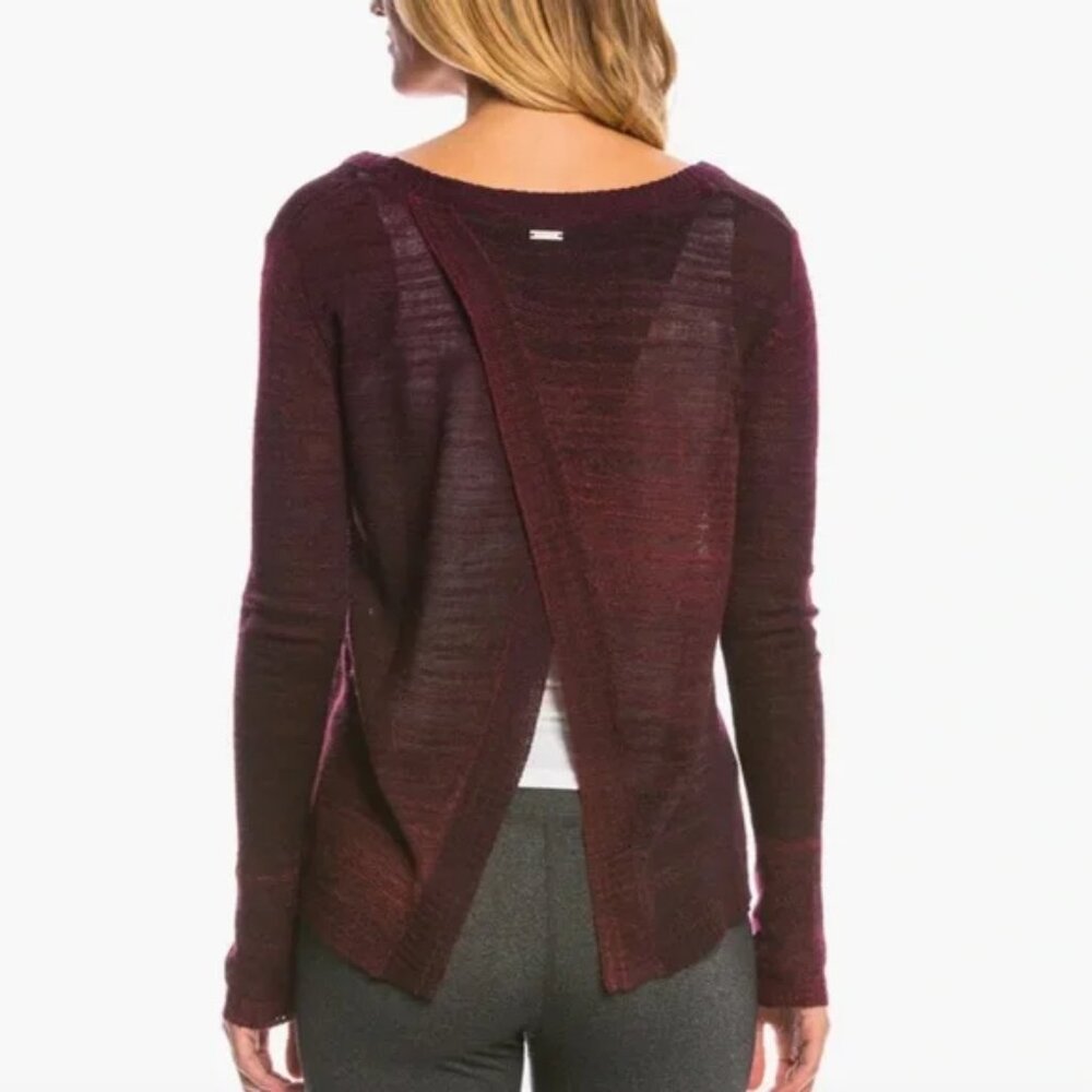 Prana Julien Sweater Ombre Red Size M Yoga Open Back Layering Lightweight - Picture 8 of 16